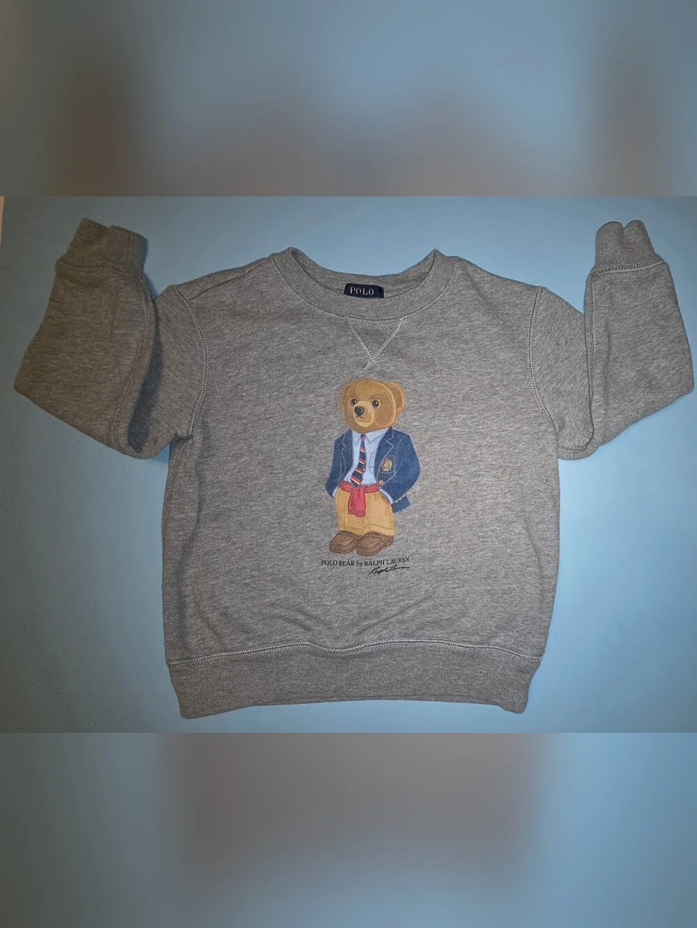 Ralph Lauren Polo Kids' Grey Bear Graphic Sweatshirt Size 5